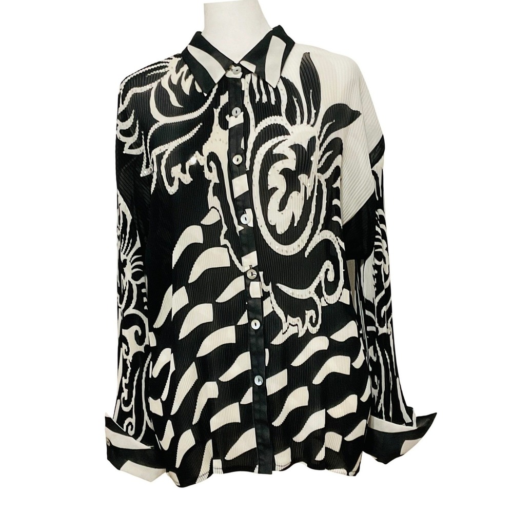 Alberto Makali women's shirt whimsigoth lagenlook art to wear sheer pleated L